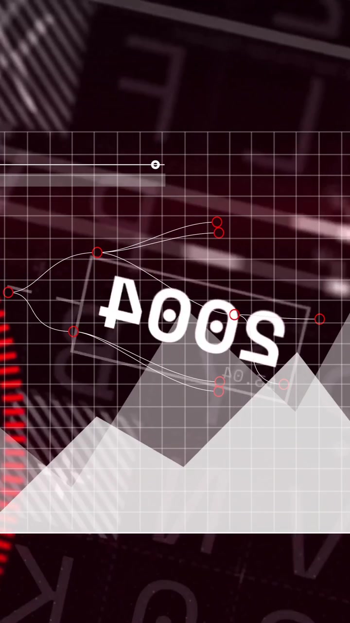 Digital graph and data analysis animation over abstract red and black background