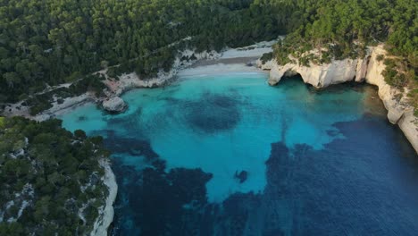 absolute crystal clear coral reef cala mitjana bay menorca spain