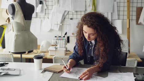 diseñador de moda trabajando en bocetos