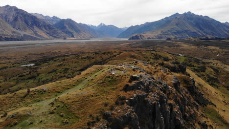 mountain valley in new zealand drone 4k