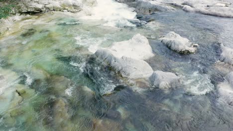 Wonderful Serio river with its crystalline green waters, Bergamo, Seriana valley,Italy