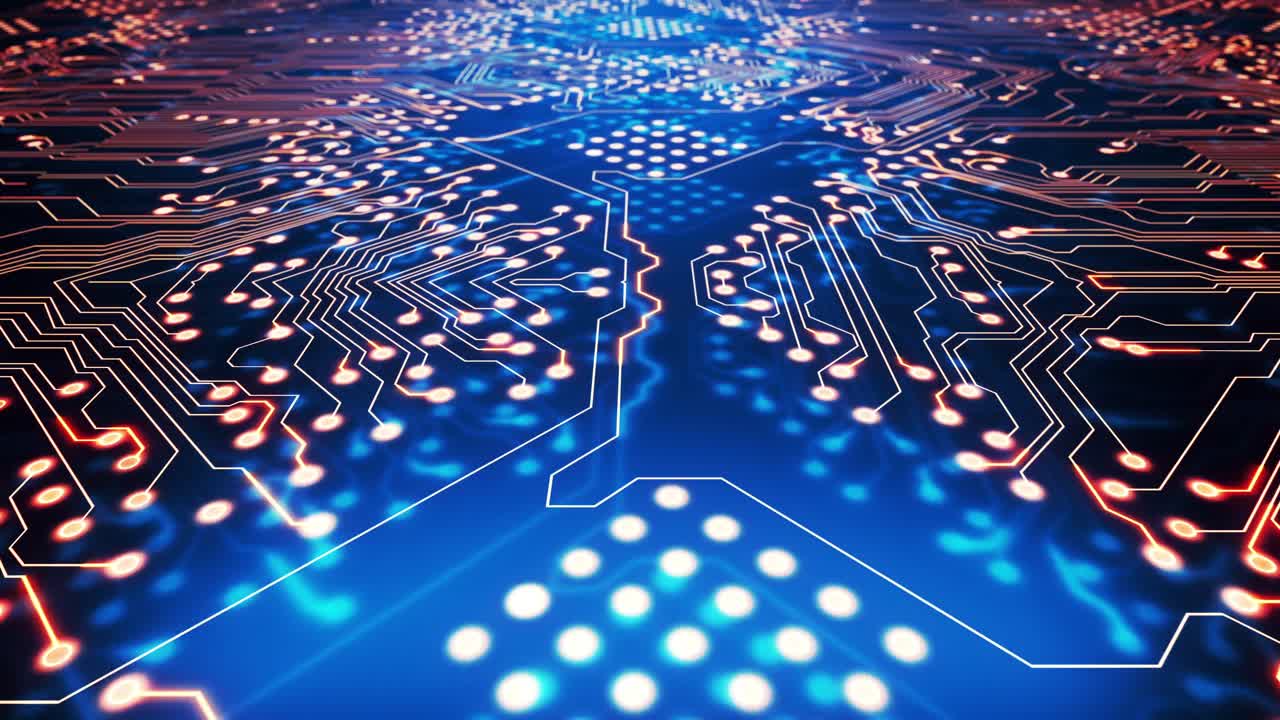 파란색 배경 위의 연결 네트워크의 애니메이션