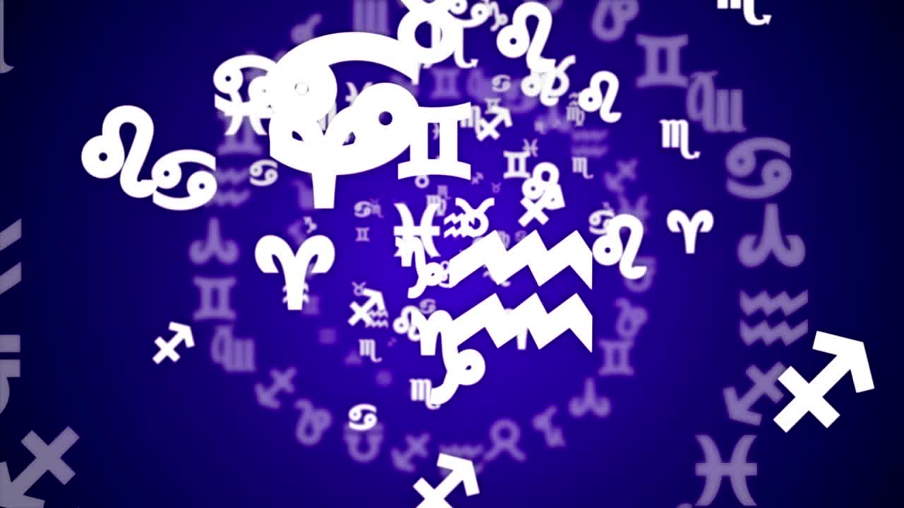 los signos del zodiaco en caída, el horóscopo, el fondo, las verduras, con el canal alfa, el bucle