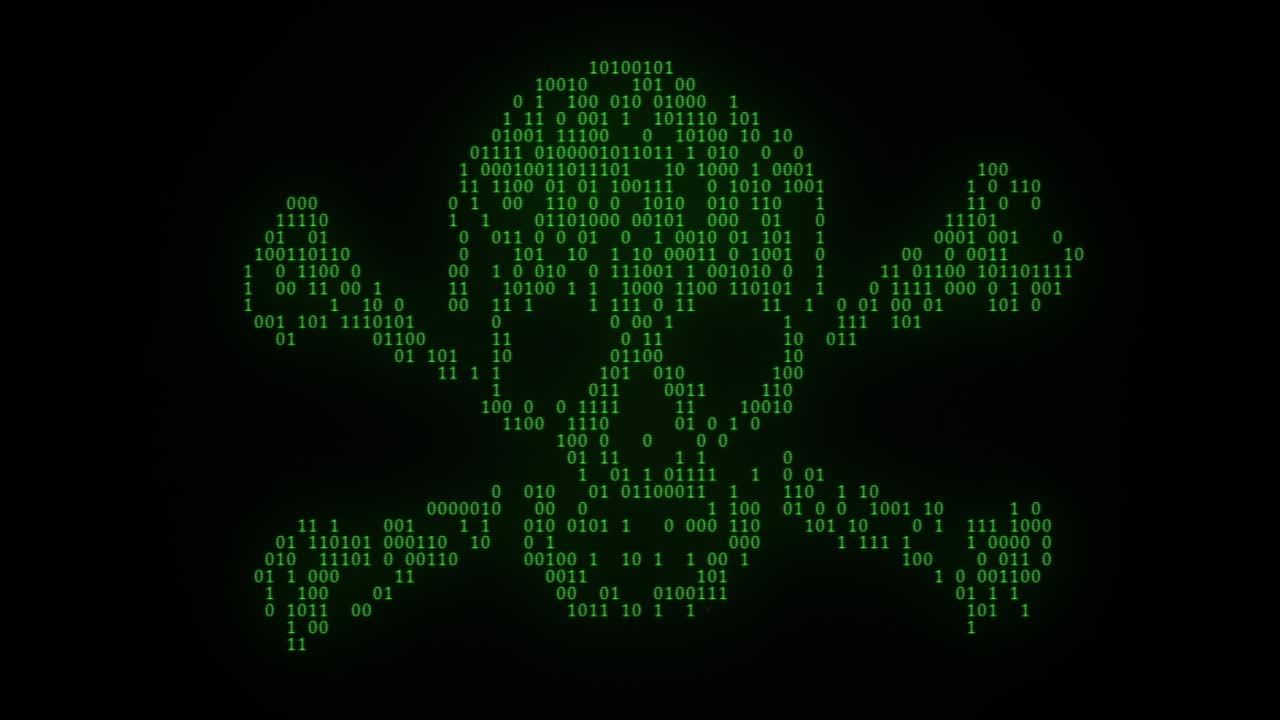 piratería en internet bandera pirata digital animación de color verde