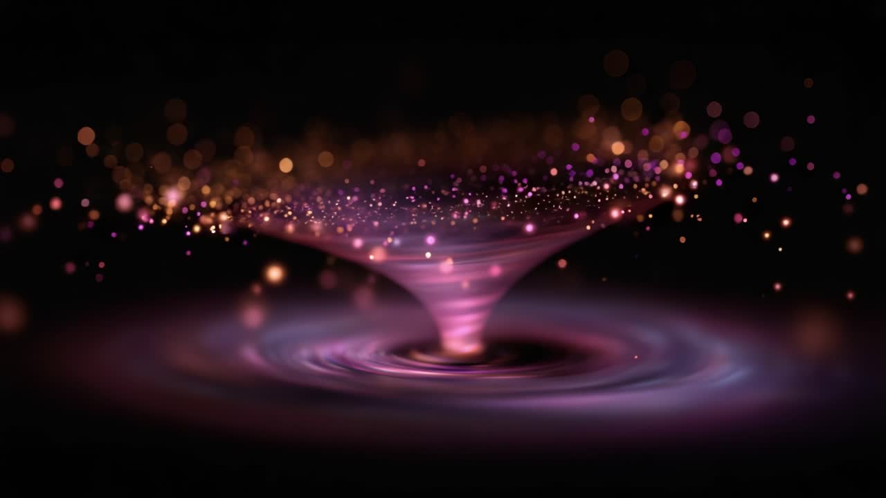 Un'affascinante spirale di particelle colorate e luce in un vortice cosmico: esplorare la bellezza e i misteri di un fenomeno energetico turbinante