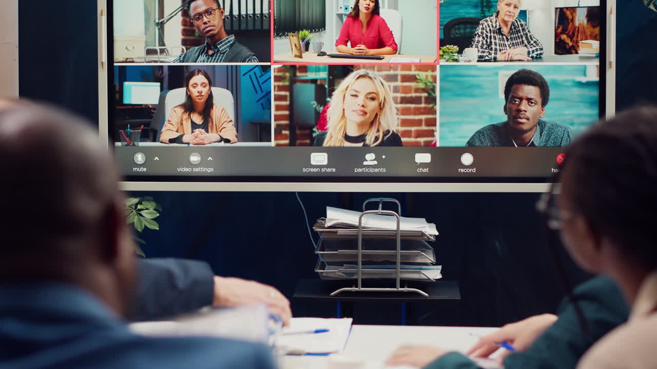 국제 예측 계열사 팀이 비디오 콜 컨퍼런스에서 만납니다.