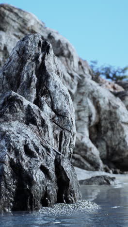 rocky outcropping on a beach