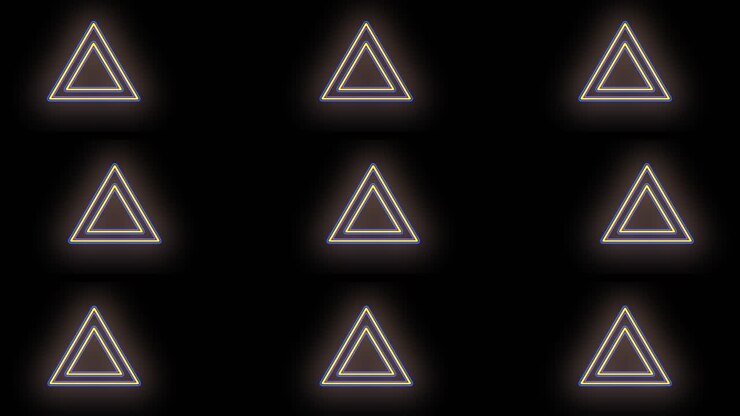 Neon geometric triangles pattern with neon pulsing light