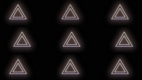 motivo a triangoli geometrici al neon con luce pulsante al neon