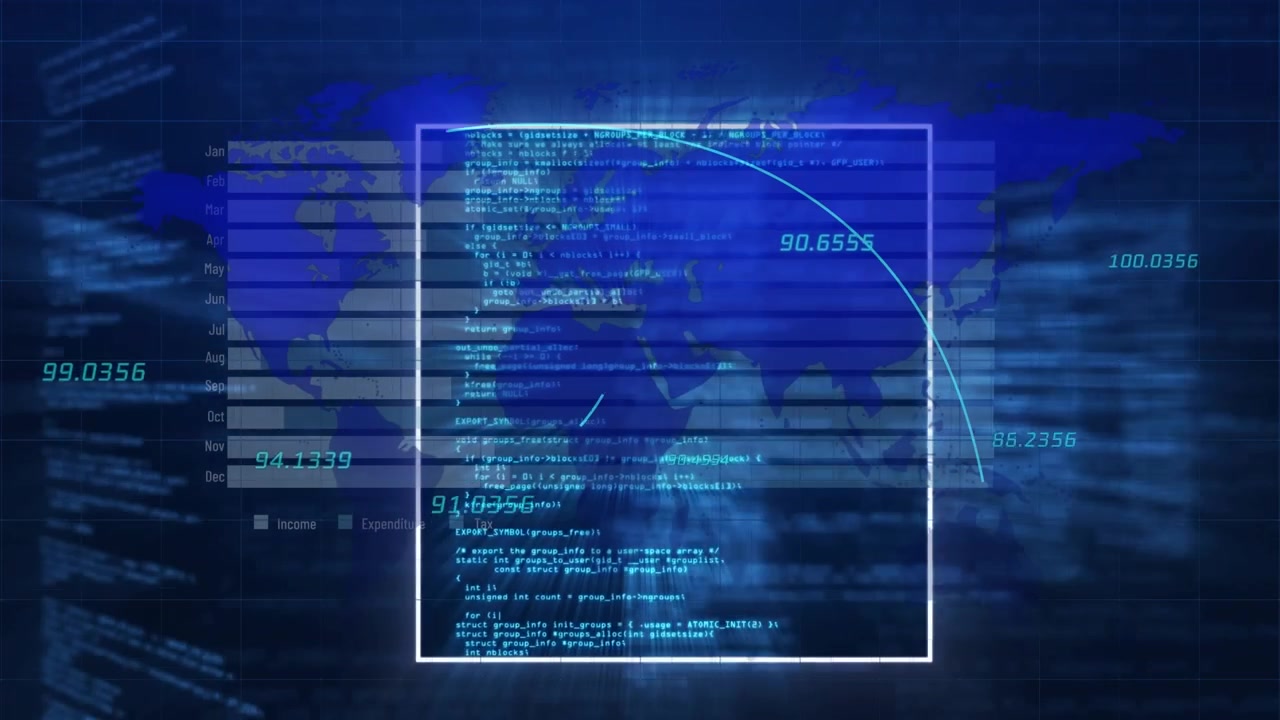 Digital World Map with Scrolling Programming Code and Data Analytics
