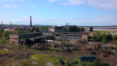 aerial view of an abandoned industrial complex with demolition