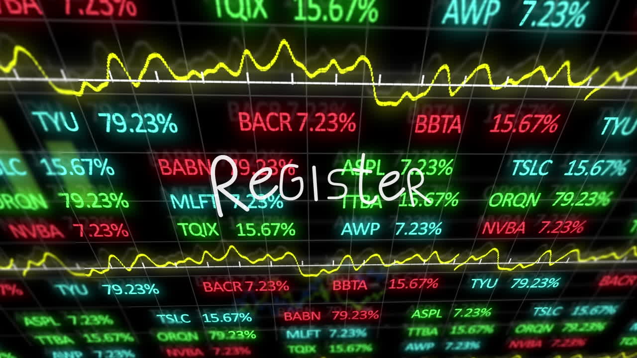 animación del texto del registro sobre el procesamiento de datos financieros