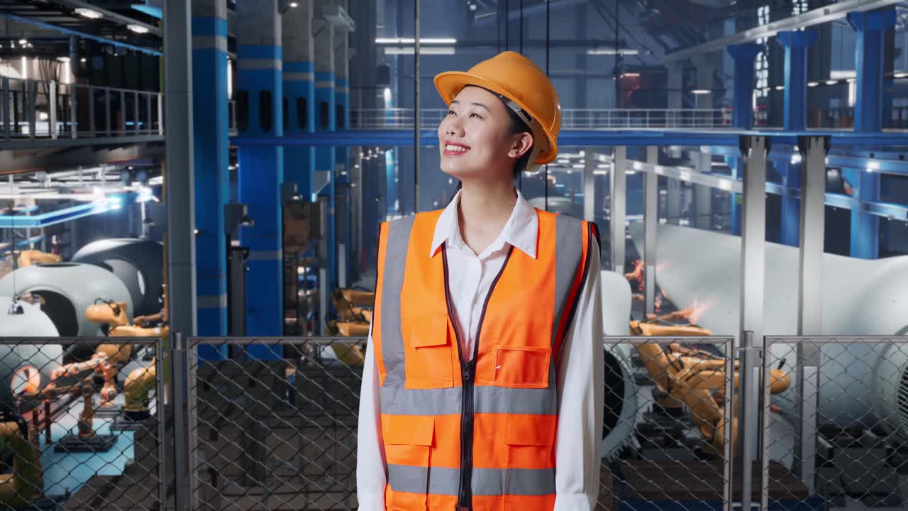 현대 공장에서 여성 엔지니어