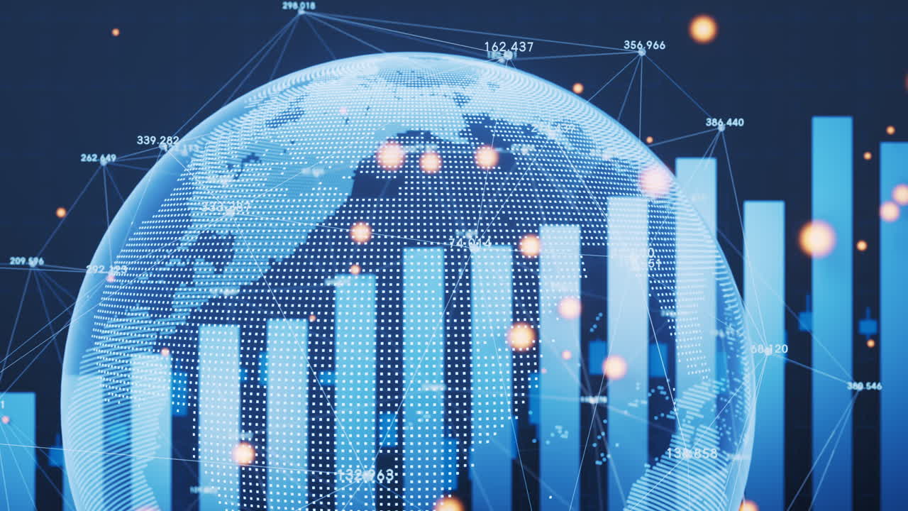 Digital earth with financial graph, 3d rendering.