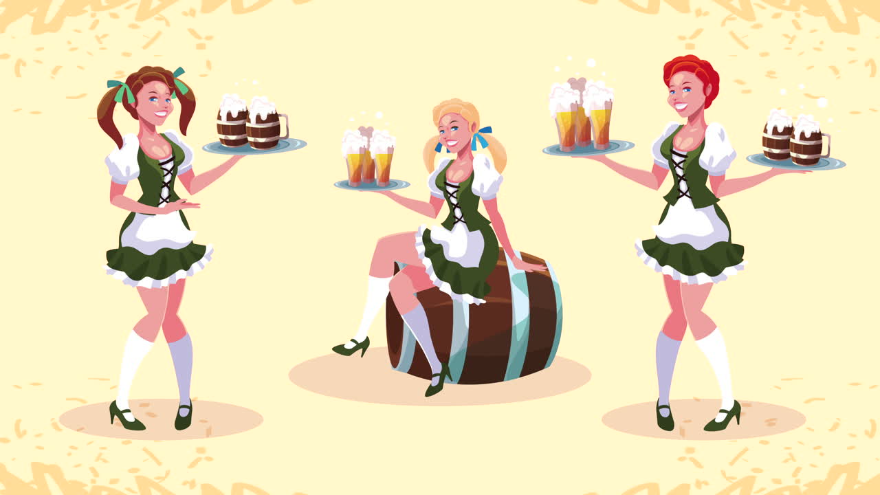 Cameriere dell'Oktoberfest che servono birra