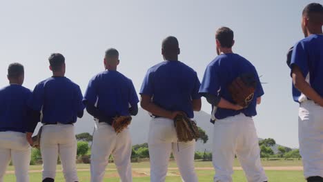 baseball players standing on line