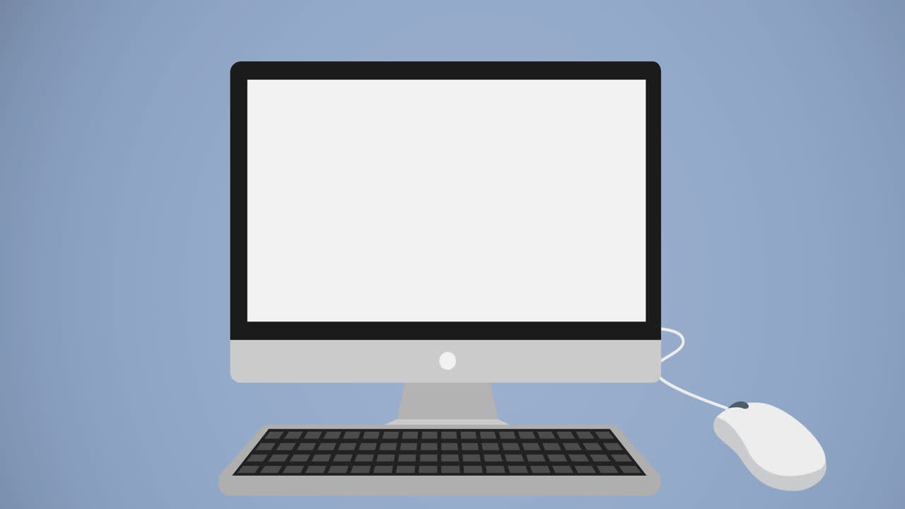 파란색 배경에 컴퓨터 디지털 아이콘의 애니메이션