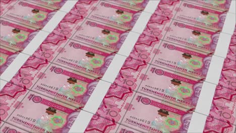 10-Turkmenische-Manat-Banknoten,-Gedruckt-Von-Einer-Geldpresse
