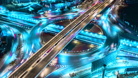 4k,time lapse the road in circle and expressway, motorway and highway and intersection