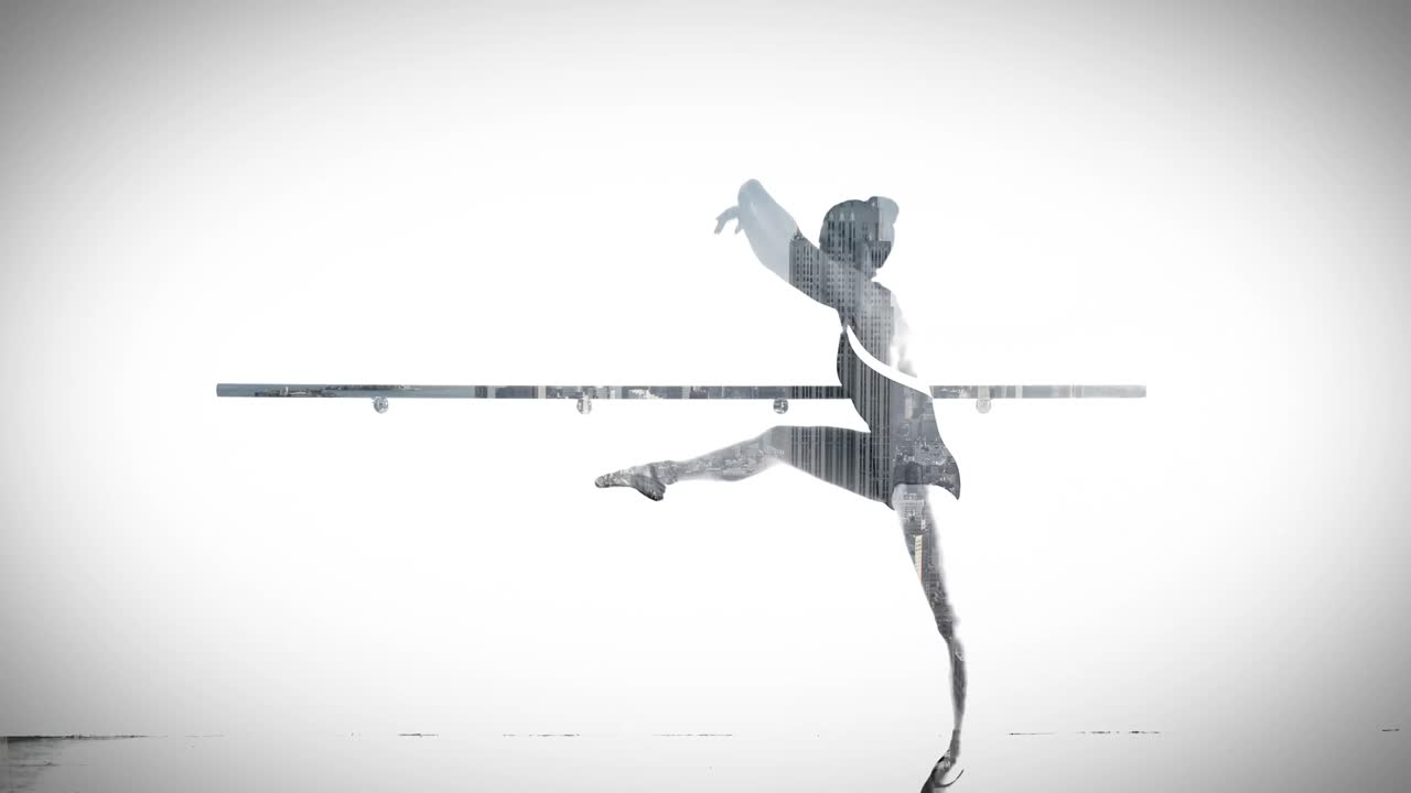 여자 발레 댄서 가 점프 하고 춤 을 춘다