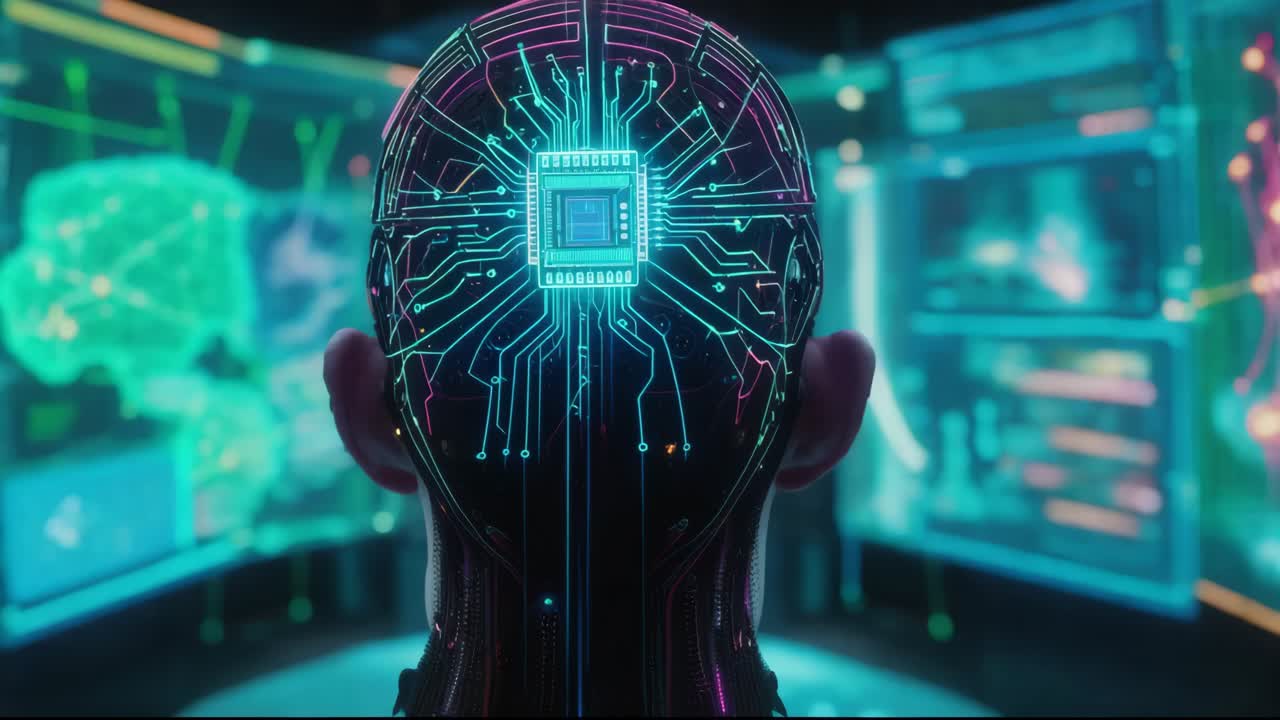 una cabeza con placa de circuitos