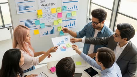 business team collaborating on a marketing strategy