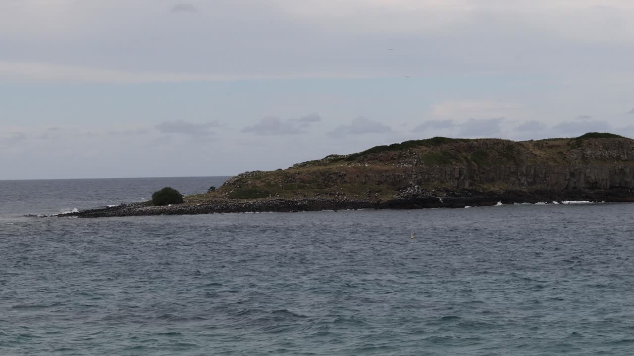 작은 섬과 파도와 함께 정적 해양 풍경