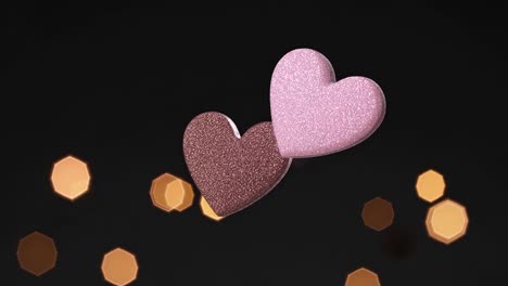 pink and brown glitter hearts
