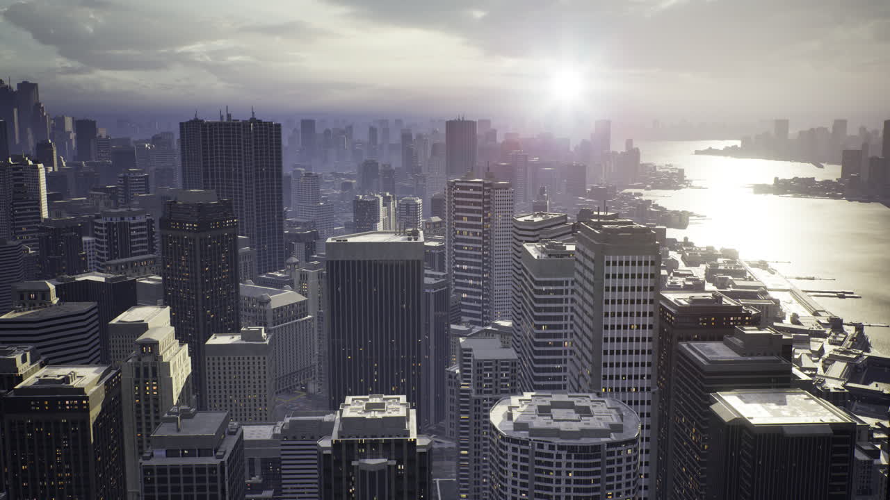 O nascer do sol ilumina o horizonte, refletindo-se nas águas cintilantes