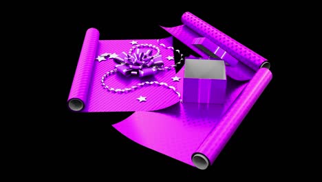papel de embalaje de regalo rosado y presente, aislado - video de bucle