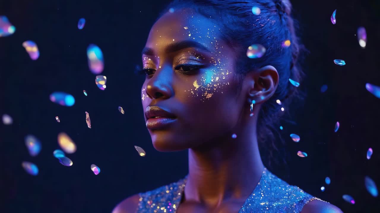 Portrait of a woman with glitter makeup