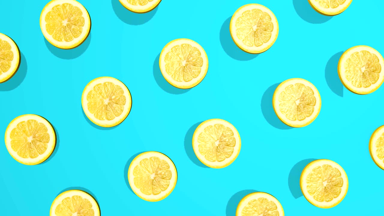 레몬 과일과 함께 다채로운 패턴 - 3d 요소, 4k loopabless 루프 고립, 디지털 구성에 완벽합니다