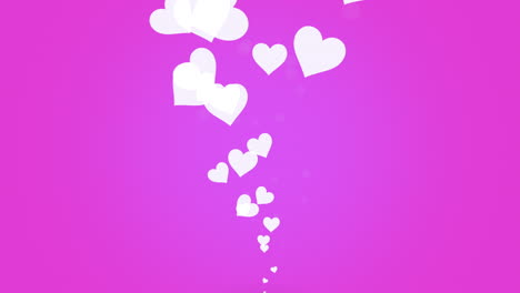 hearts of love cascading from the sky on pink background