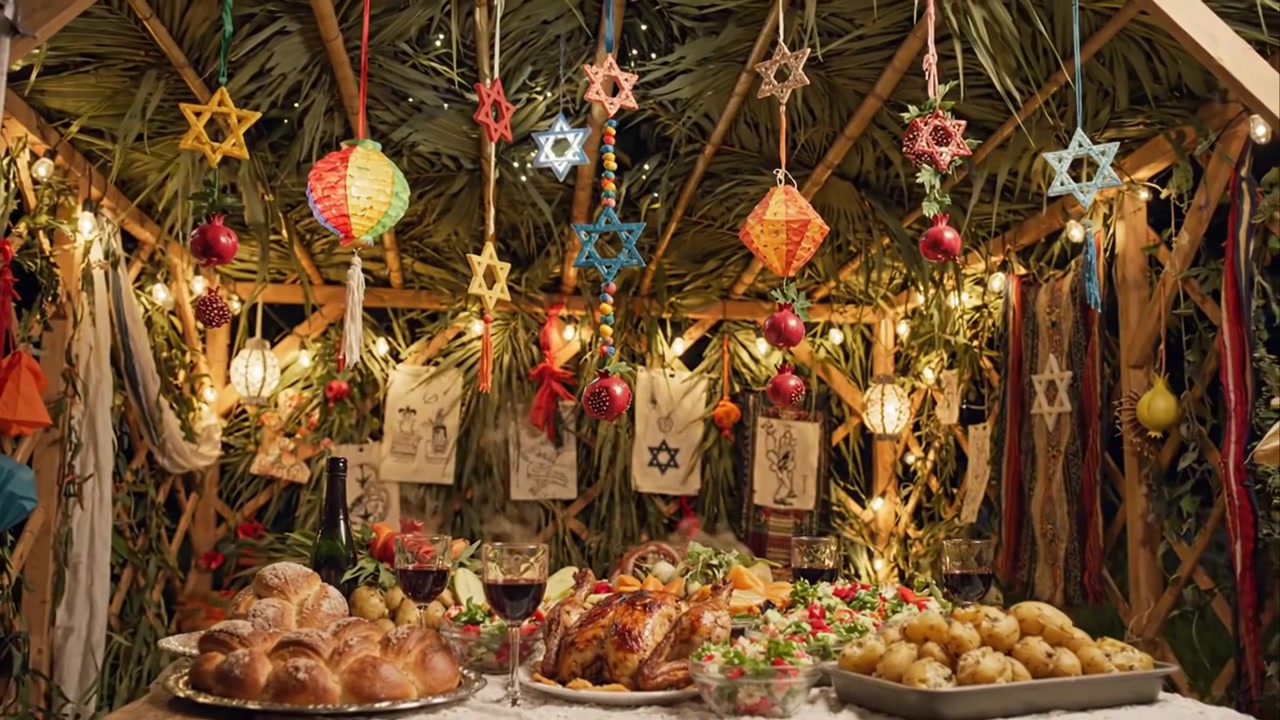 Traditionell judisk Sukkot-helg middagsdukning
