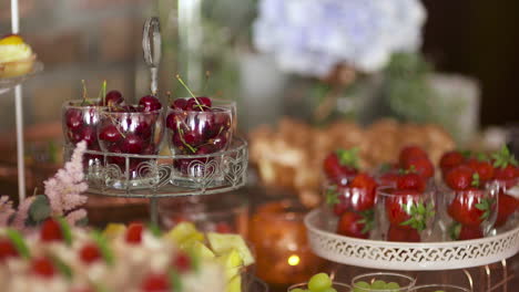 fresh fruit on a sweet table during a wedding reception