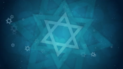 religious traditional pattern with six-pointed star israel symbol.. animated stars of david on blue loop background.