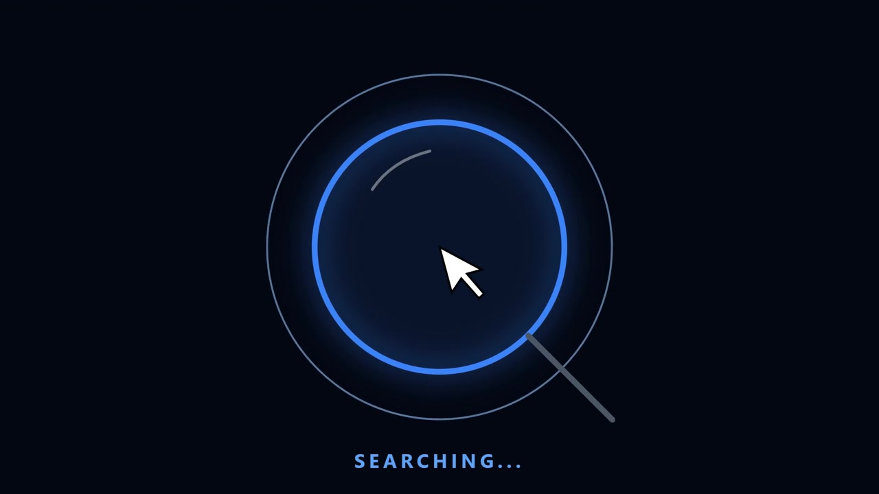 Digital Search Interface Animation with Cursor and Loading Indicator