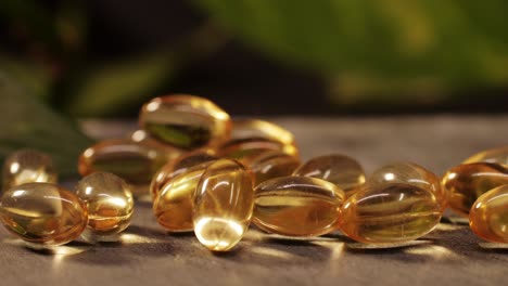 omega fish oil gel capsules close-up . omega vitamins pills 3 6 9. to be healthy and take care of your health. pharmaceutical industry. business of biological supplements and vitamin. high quality 4k footage