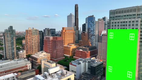 Green-screen-billboard-with-tracking-markers-in-downtown-New-York-City