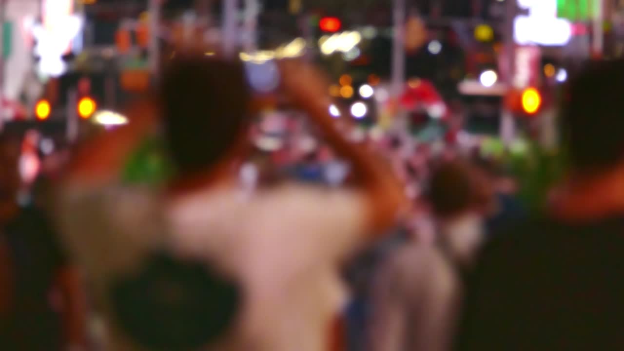 Nighttime City Crowd