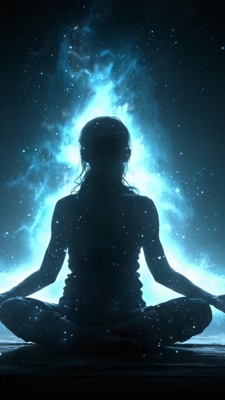 Un Sereno Viaggio Meditativo Attraverso il Regno Cosmico: Alla Scoperta della Pace Interiore e della Connessione con l'Universo in un'Atmosfera di Luce Mistica.