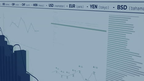 Animation-of-statistical-and-financial-data-processing-against-white-background