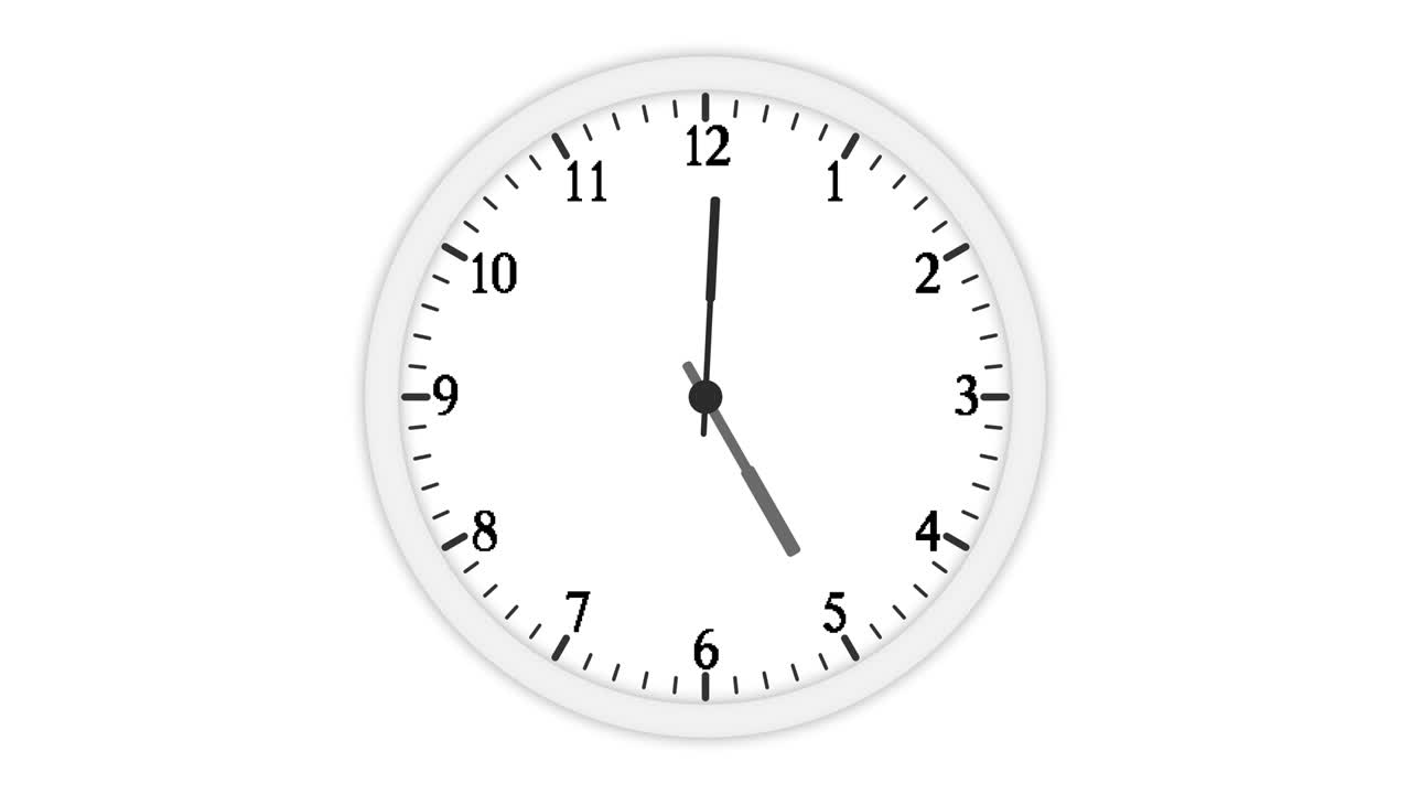 animación del reloj aislada en fondo blanco. video 4k