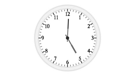 clock animation isolated on white background. 4k video