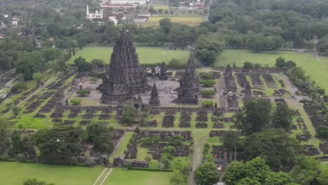 aerial view of the countryside in klaten, central java. the calm atmosphere with a green hill background.