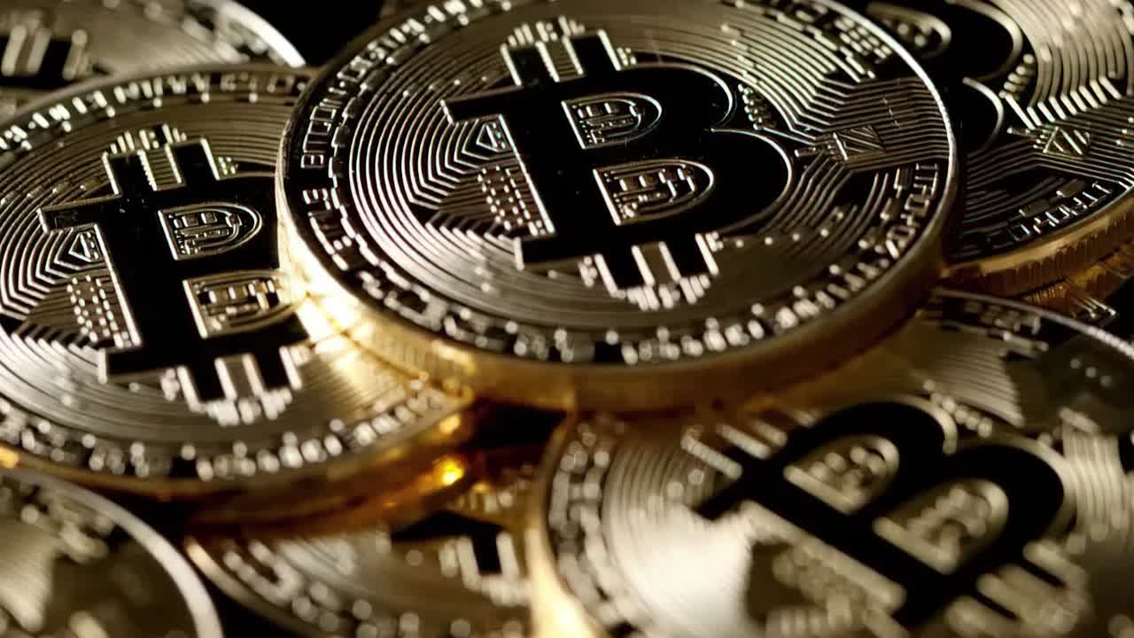 Cryptocurrency Bitcoin Coins. Bit Coin. Crypto Currency Gold Bitcoin