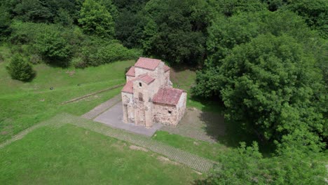 Aerial-view-of-San-Miguel-de-Lillo-cathedral-in-north-Spain