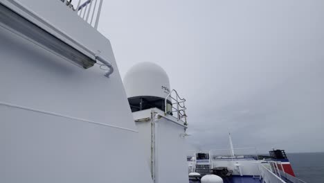 white radar on a car ferry on a ship to germany