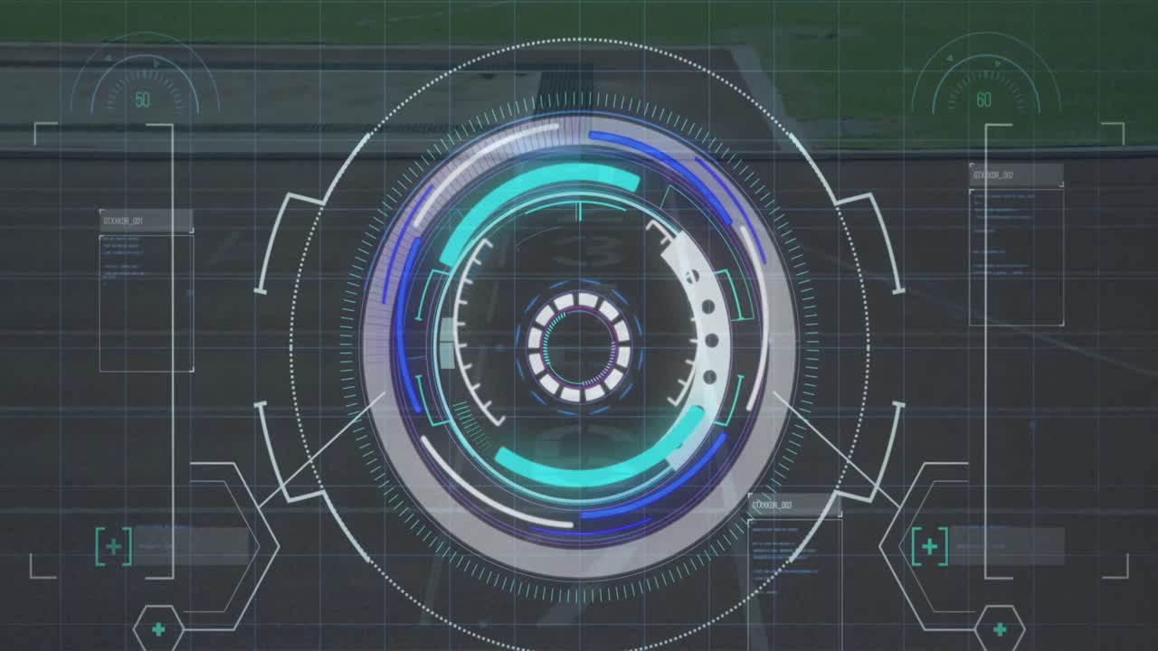 Animation of data processing over disabled african american male runner