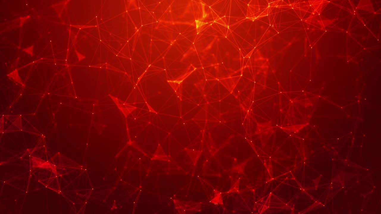 Red plexus structure glowing lines floating points abstract triangles visualizing energy flow for